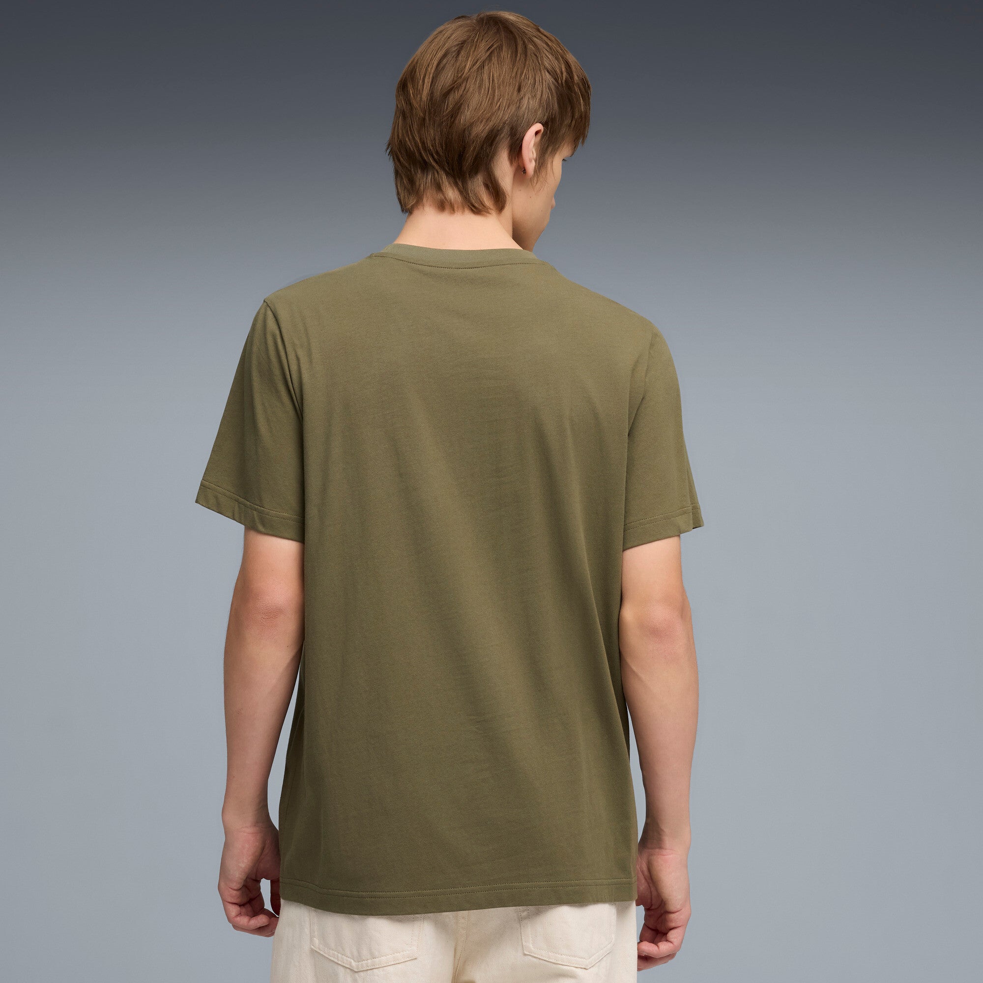 PUMA essentials small no. 1 logo tee men in loden green