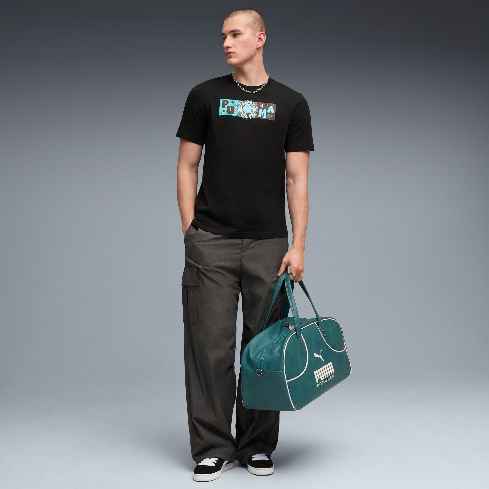PUMA sunset drive graphic tee men in black
