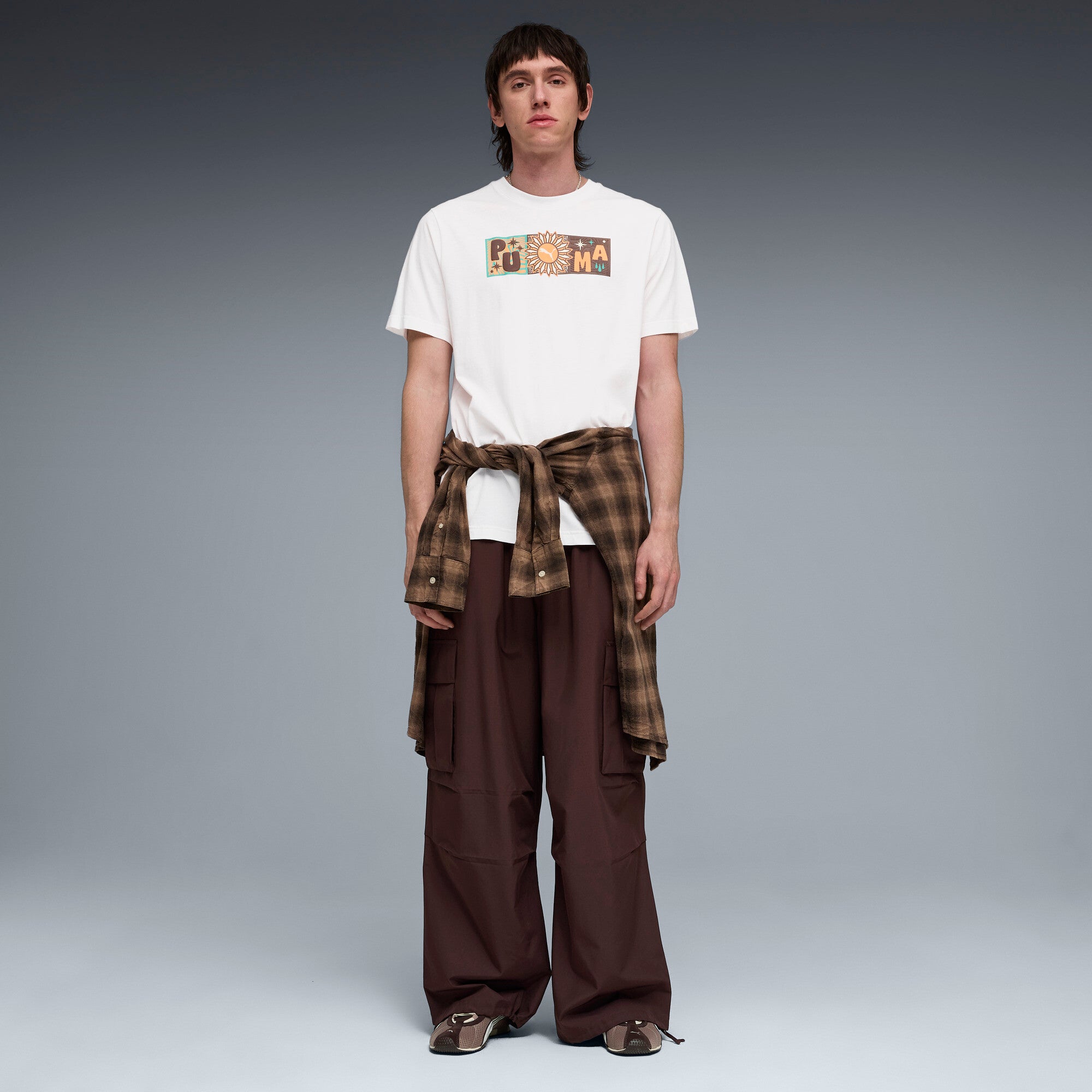 PUMA sunset drive graphic tee men in white