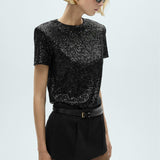 Mango t-shirt xsaturno in black
