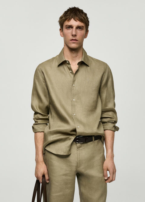 Mango shirt parrot in khaki