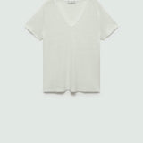 Mango t-shirt linito in white