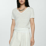 Mango t-shirt linito in white
