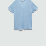 Mango t-shirt linito in celestial