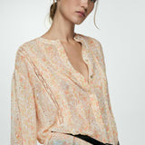 Mango blouse kiss in raw-unbleached
