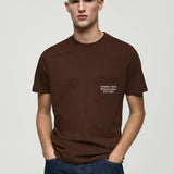 Mango t-shirt logopok in brown