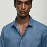 Mango shirt chambre in medium denim