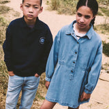 Mango dress lana in medium denim