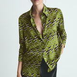 Mango shirt robi in green