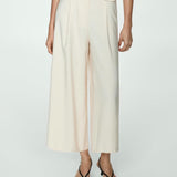 Mango trousers bosco in raw-unbleached