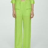 Mango trousers ramio in green