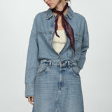 Mango skirt venetia in medium denim