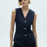 Mango vest louise in soft denim