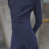 Mango dress toast in midnight blue