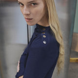Mango dress toast in midnight blue
