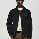 Mango jacket grass in dark grey denim