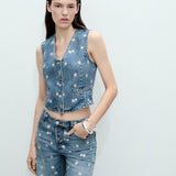 Mango vest massy in medium denim