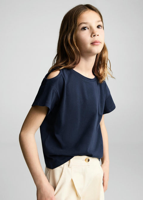 Mango t-shirt cutoutl in navy