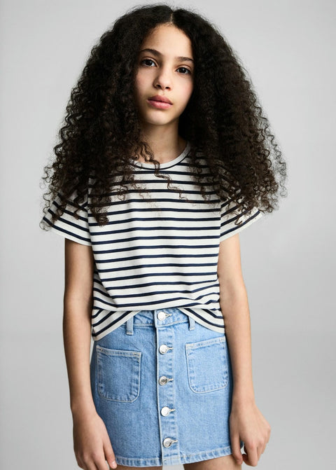 Mango t-shirt cutoutr in navy