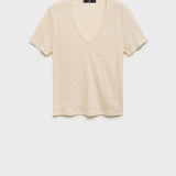 Mango t-shirt linito in raw-unbleached