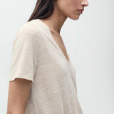 Mango t-shirt linito in raw-unbleached