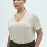Mango t-shirt linito in raw-unbleached