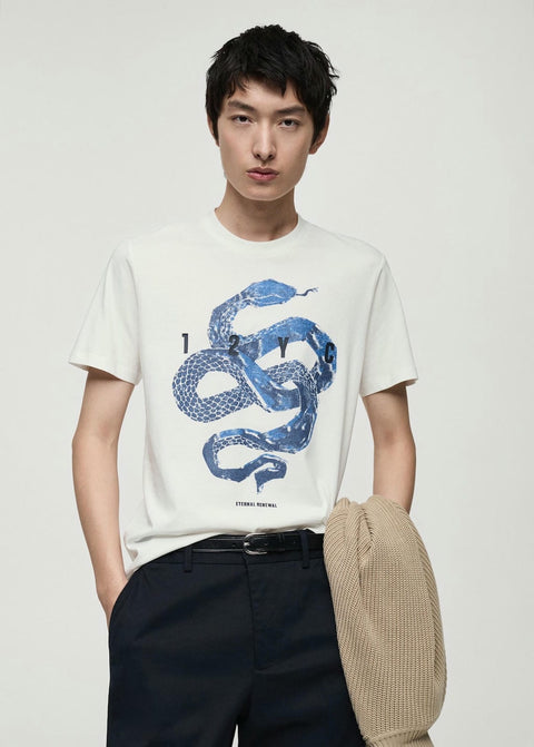 Mango t-shirt kraitb in white