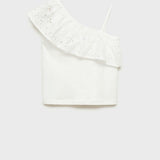 Mango t-shirt volanti in off white