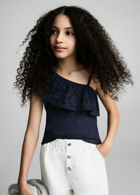 Mango t-shirt volanti in navy