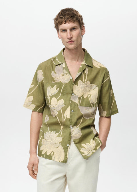 Mango shirt venezia in green