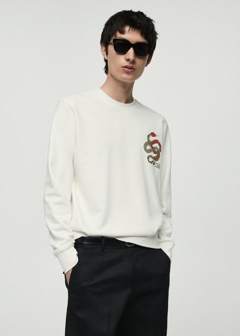 Mango sweatshirt kraitc in off white