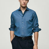 Mango shirt chambre in medium denim