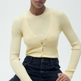 Mango cardigan bugambi in pastel yellow