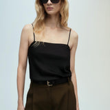 Mango top pluma in black