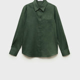 Mango shirt lino in green