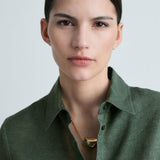 Mango shirt lino in green