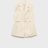 Mango vest floc in off white