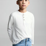 Mango t-shirt henley7 in off white