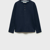 Mango t-shirt henley7 in navy