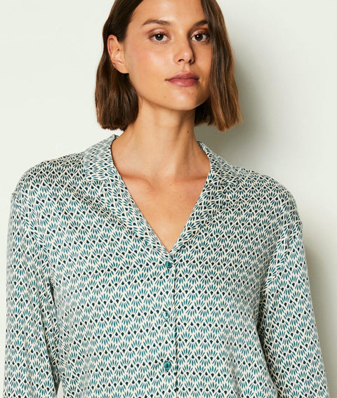 Etam bacco - chemise ml spe in blue/green print