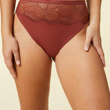 Etam flexi lace - tanga high leg in brique roux