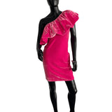 Primark velvet one shoulder dress in pink