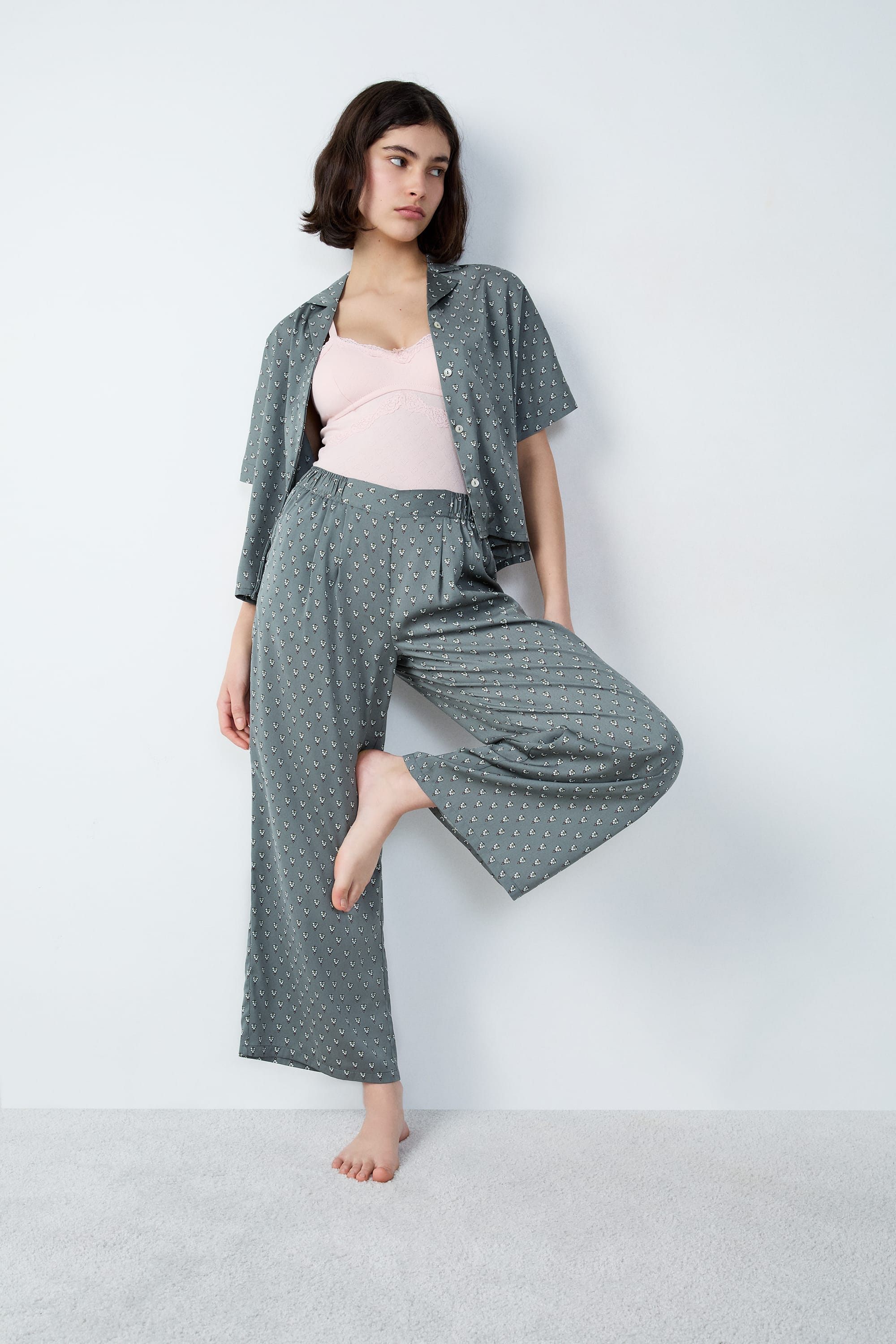 Etam rhett pantalon in green print