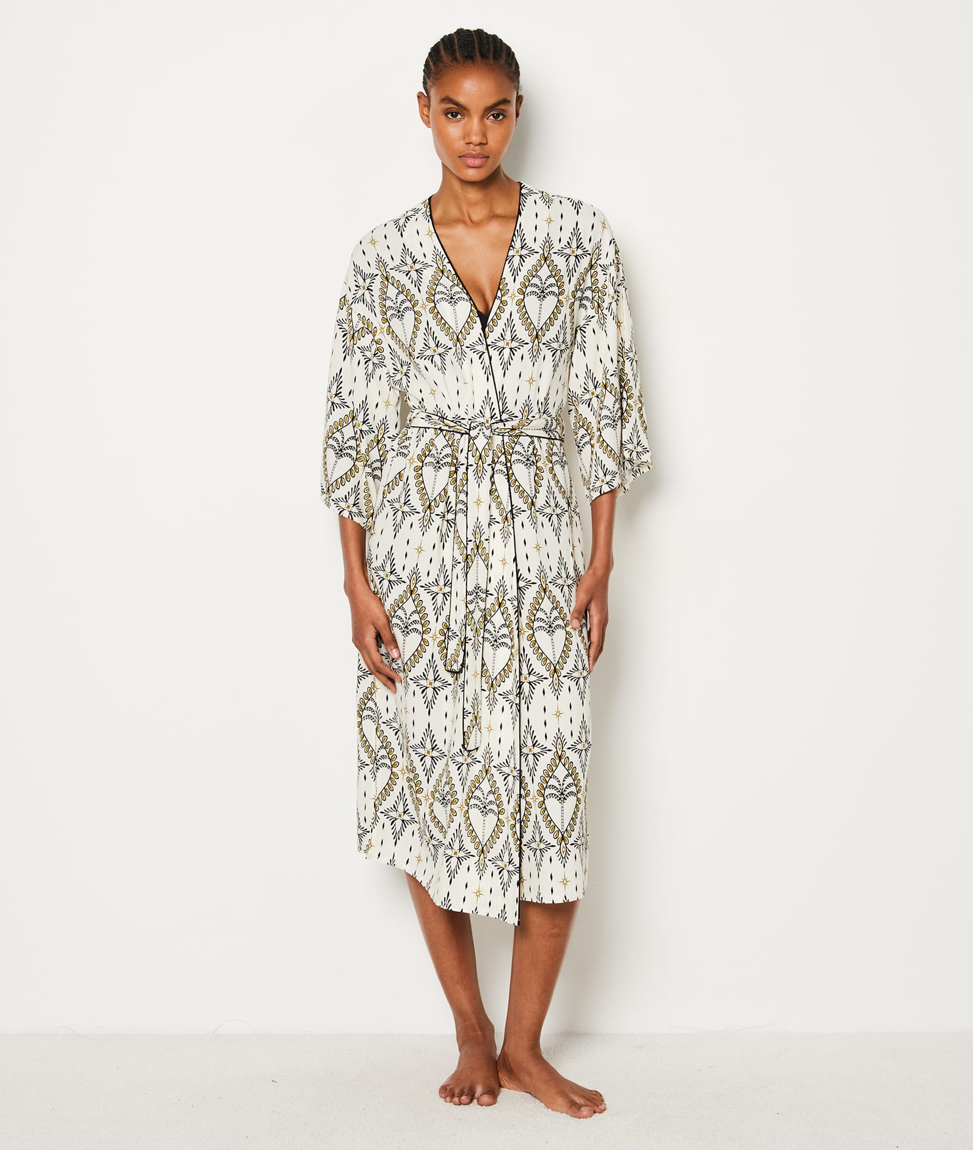 Etam nytro deshabille in blue/green print