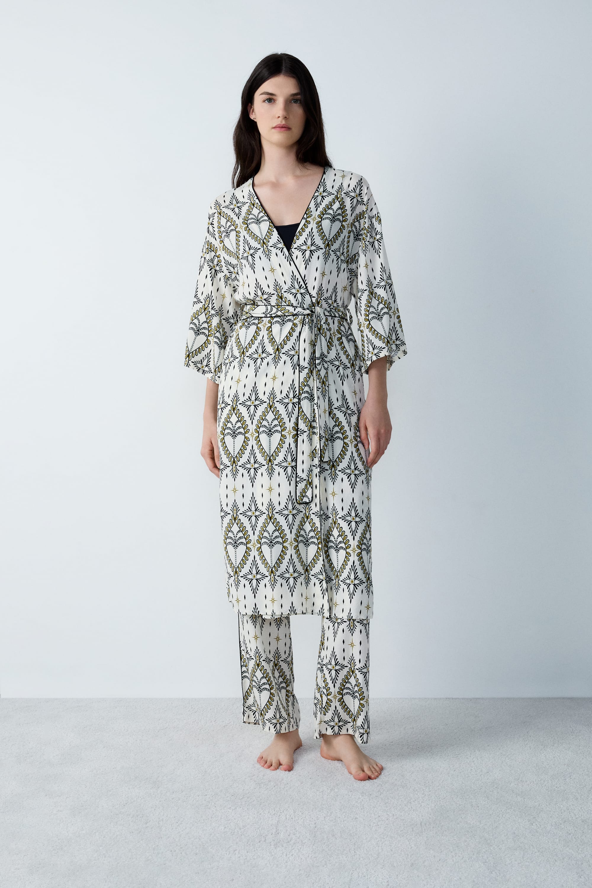 Etam nytro deshabille in blue/green print