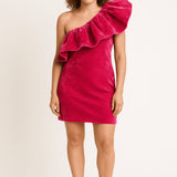 Primark velvet one shoulder dress in pink
