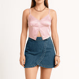 Primark lace crop top in cool pink