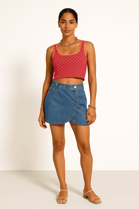 Primark patterned crop top in pink