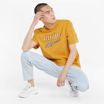 Puma downtown logo men's tee in yellow - Model Shot 03