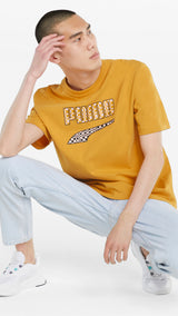 Puma downtown logo men's tee in yellow - Model Shot 03